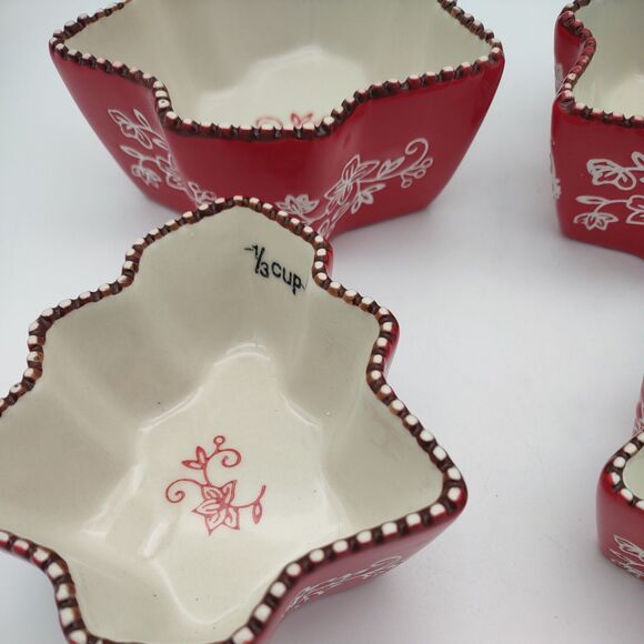 Temp-tations Floral Lace Red Tree Shaped Nesting Measuring Cups Set - Picture 4 of 8